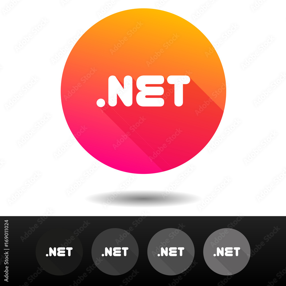 Poster domain net sign buttons. 5 icons vector top-level internet domain symbols.