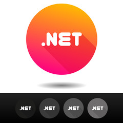 Domain NET sign buttons. 5 Icons Vector top-level internet domain symbols.