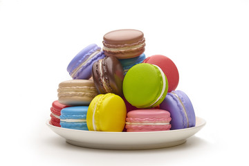 Colorful macaron on white background table