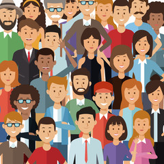 colorful background with set half body group people vector illustration