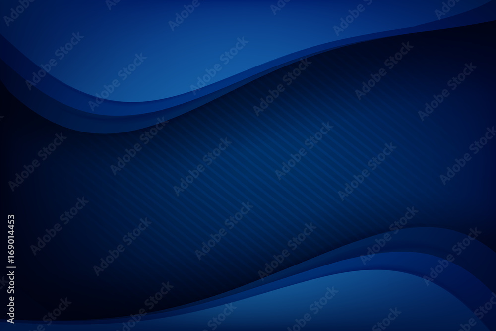 Poster abstract deep blue background curve and overlap layer with basic simply geometry illustration 004
