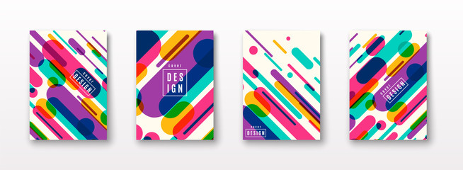 Vector illustration of cover poster pattern template set with dynamic shapes