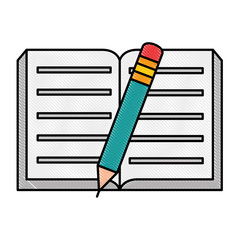 academic book and pencil icon over white background vector illustration