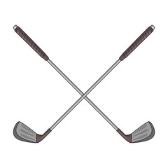 crossed golf sticks icon over white background vector illustration