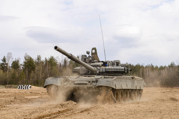 Russian T-72 tank at the military training ground