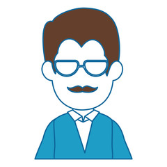 avatar man with glasses icon over white background vector illustration