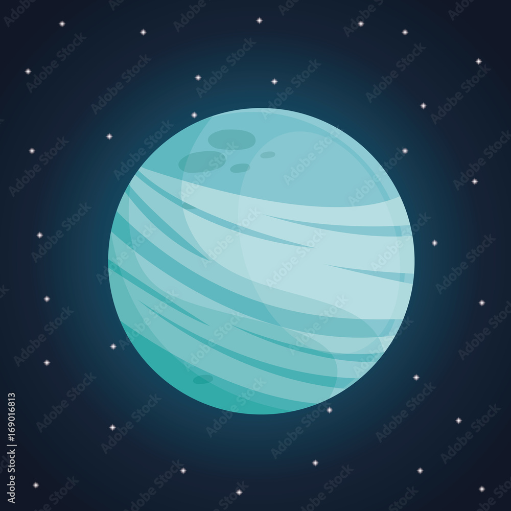 Wall mural color space landscape background with view uranus planet vector illustration