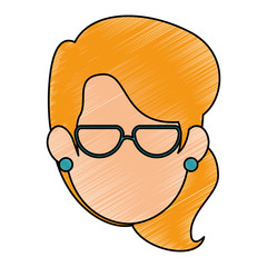 woman with glasses icon over white background vector illustration