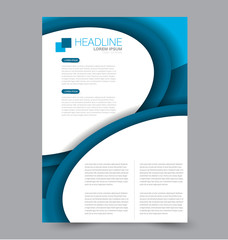 Business brochure template. Flyer design. Annual report cover. Booklet for education, advertisement, presentation, magazine page. a4 size vector illustration. Blue color.