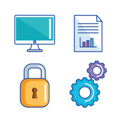 data center server interface information technology vector illustration