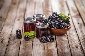 Fototapeta na wymiar Homemade blackberry jelly