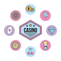 icon set Casino bets open vector illustration design graphic