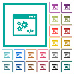 Application programming interface flat color icons with quadrant frames