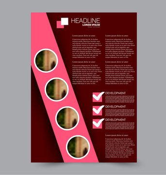 Business brochure template. Flyer design. Annual report cover. Booklet for education, advertisement, presentation, magazine page. a4 size vector illustration.
