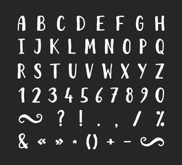 Handwritten font with punctuation marks