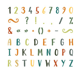 Handwritten font with punctuation marks