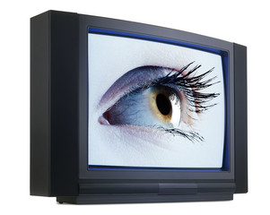 Old fashioned television with eyes