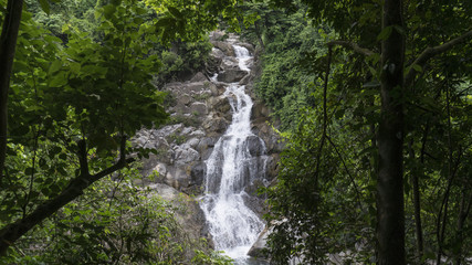 Fototapeta na wymiar Waterfall in the Vietnamese jungle.