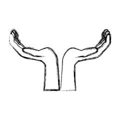 two hands support help gesture symbol vector illustration