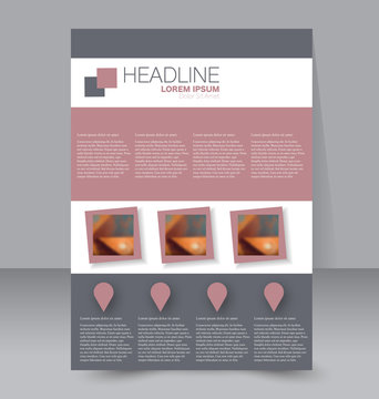 Business brochure template. Flyer design. Annual report cover. Booklet for education, advertisement, presentation, magazine page. a4 size vector illustration. Pink and grey color.