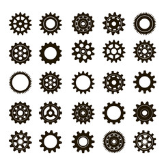 Set of gears. Gears on a white background. Vector illustration.