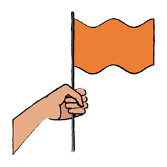 hand waving a flag symbol patriot or peace concept vector illustration