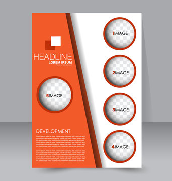 Business brochure template. Flyer design. Annual report cover. Booklet for education, advertisement, presentation, magazine page. a4 size vector illustration. Orange color.