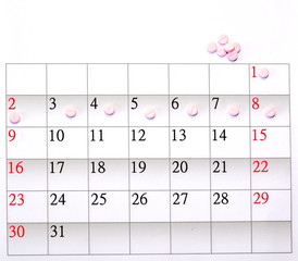 clean sheet monthly calendar with period admission handful tablet
