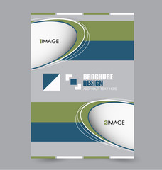 Brochure template. Business flyer. Annual report cover. Editable A4 poster for design, education, presentation, website, magazine page. Vector illustration. Blue and green color.