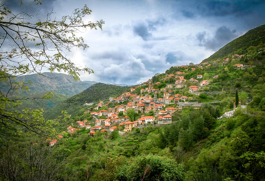 Fototapeta View of Lagadia village located in Peloponnese,Arcadia,Greece