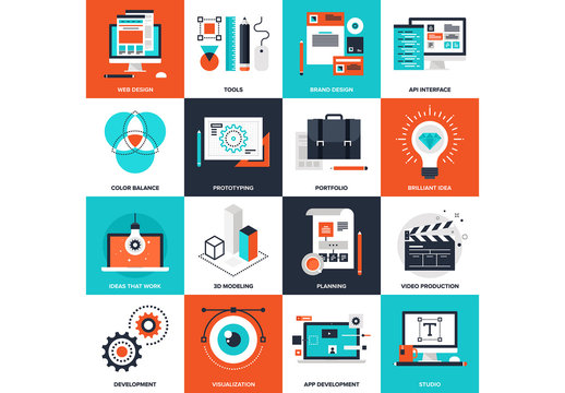 16 Four-Color Square Creative Development Icons 2
