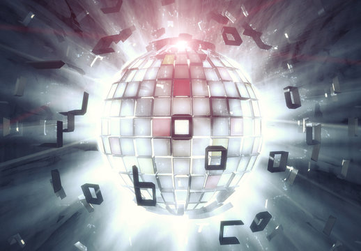 3d rendering. Disco ball and lights