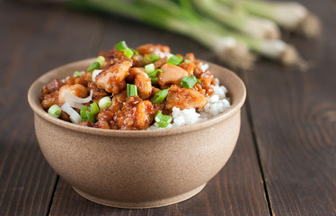 General Tso's chicken with rice 