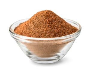  Glass bowl of ground cinnamon