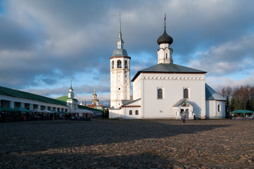 Trade square, Shopping malls, Church of the resurrection, Suzdal, Vladimir region, Russian Federation