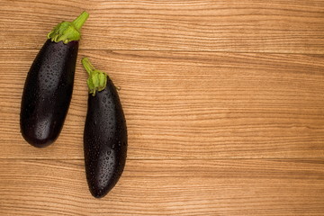 Eggplant on wooden boards