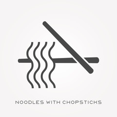 Silhouette icon noodles with chopsticks