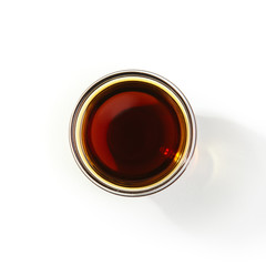 Soy sauce on white isolated background