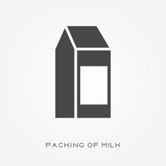 Silhouette icon packing of milk