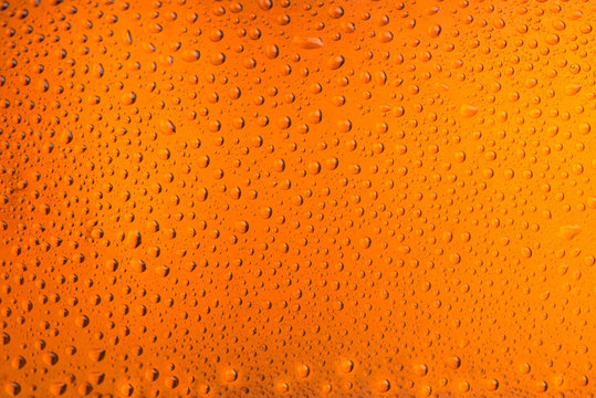 Texture of drops on a glass bottle