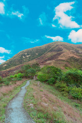 Fototapeta na wymiar View of mountain trail for hiking and summer of hong kong
