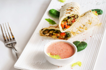 tortilla wrap with sauce