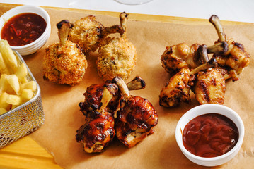 grilled chicken with french fries