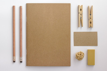 Top view of the brown notebook