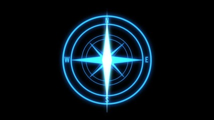 Futuristic glowing obsessed compass on a dark background - Powered by Adobe