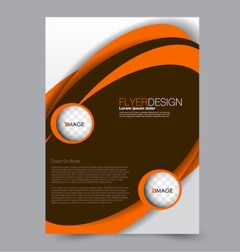 Flyer template. Abstract brochure background. Business corporate style concept. Vector illustration.  Brown and orange color.