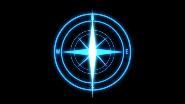 Futuristic glowing obsessed compass on a dark background