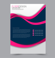 Flyer template. Abstract brochure background. Business corporate style concept. Vector illustration.  Blue and pink color.