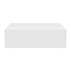 White cardboard rectangular box mockup - front view.  Blank packaging template for mobile phone or gift box isolated. Vector illustration