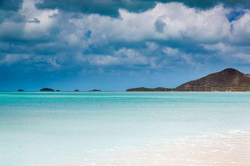 Fototapeta na wymiar Panoramic view of the Valley Church beach in Antigua and Barbudas